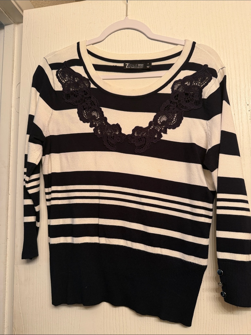 Navy and White Striped Boatneck Sweater